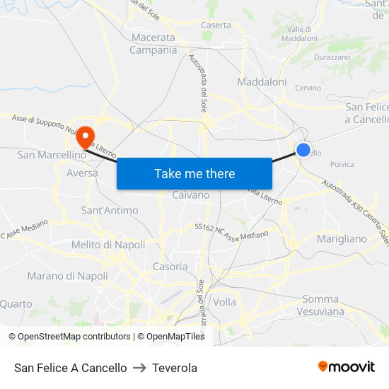 San Felice A Cancello to Teverola map