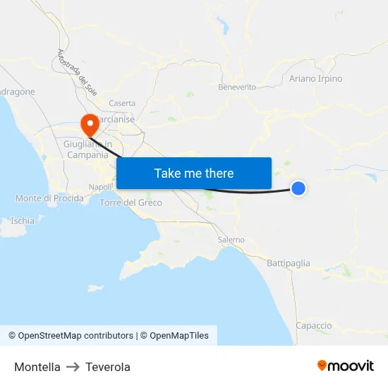 Montella to Teverola map