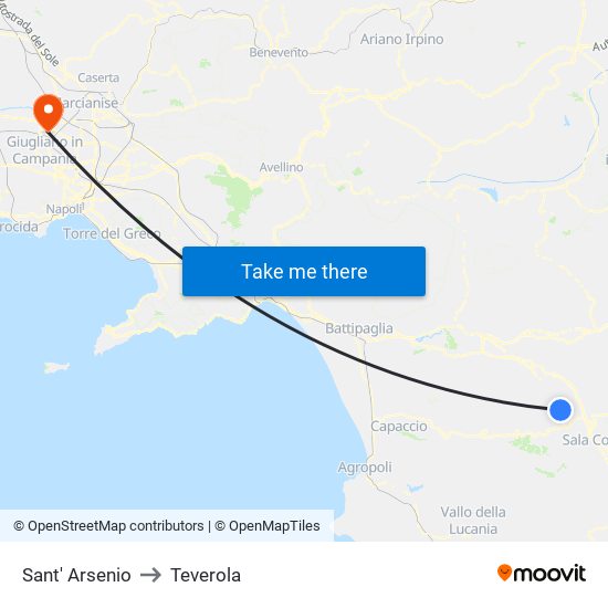 Sant' Arsenio to Teverola map
