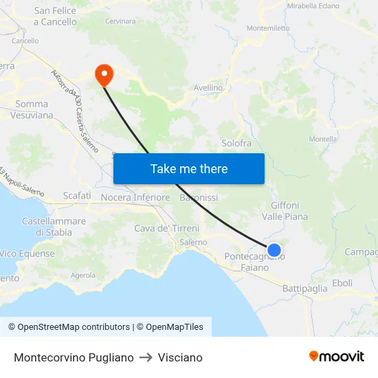 Montecorvino Pugliano to Visciano map