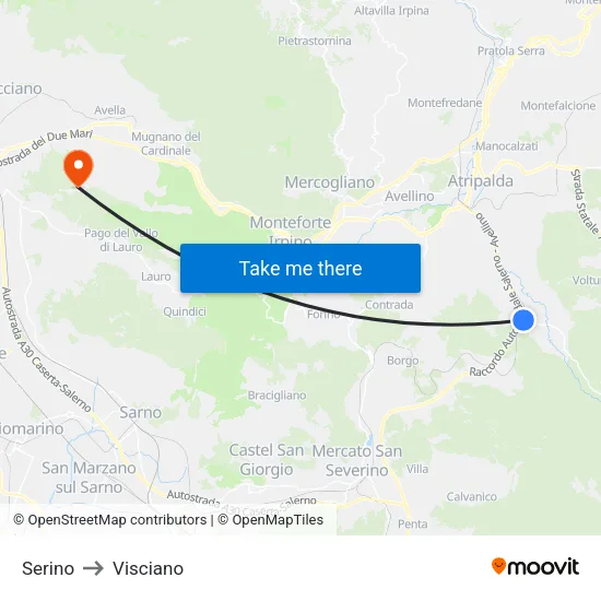Serino to Visciano map
