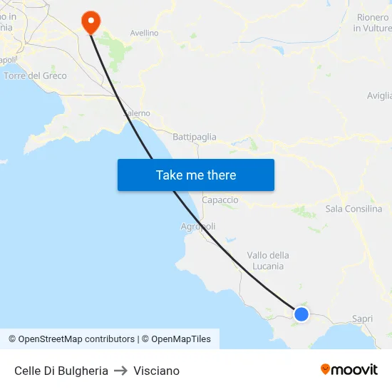 Celle Di Bulgheria to Visciano map