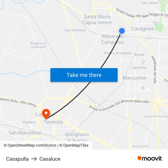 Casapulla to Casaluce map