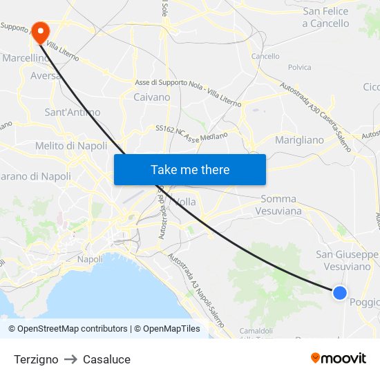 Terzigno to Casaluce map