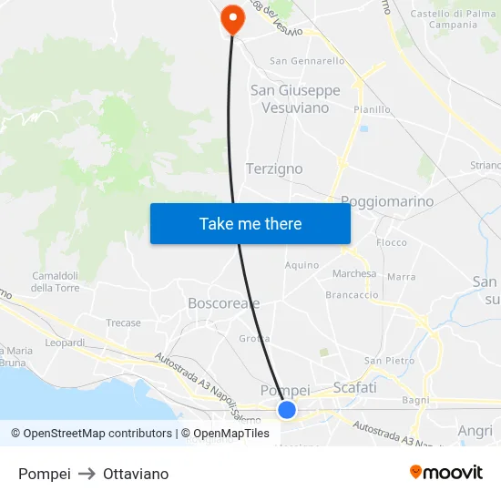 Pompei to Ottaviano map