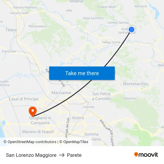 San Lorenzo Maggiore to Parete map