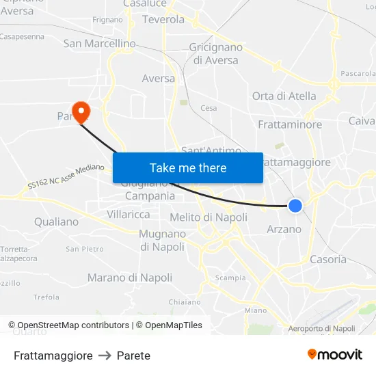 Frattamaggiore to Parete map