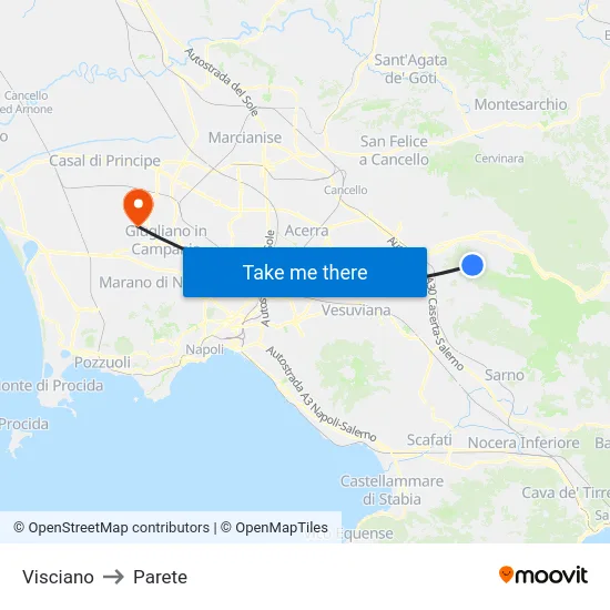 Visciano to Parete map