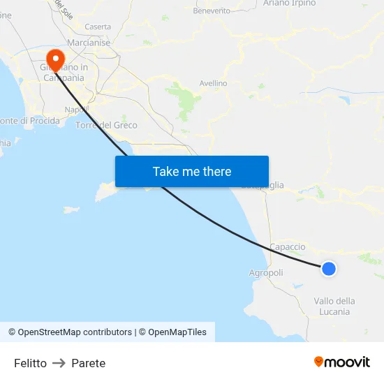 Felitto to Parete map