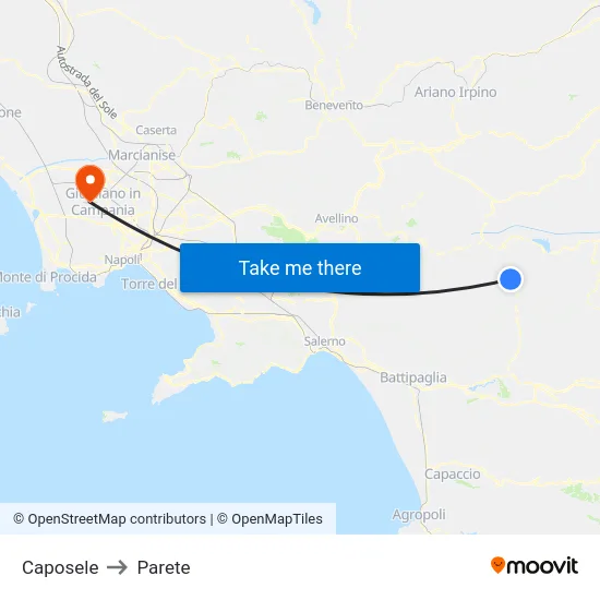 Caposele to Parete map