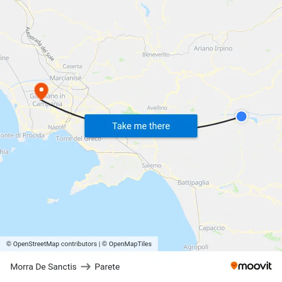 Morra De Sanctis to Parete map
