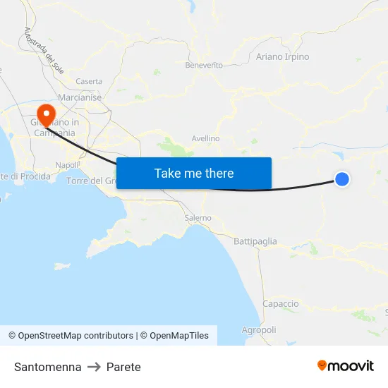 Santomenna to Parete map