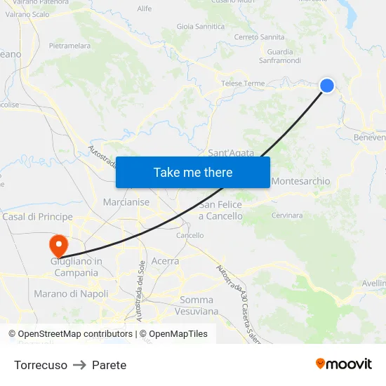 Torrecuso to Parete map