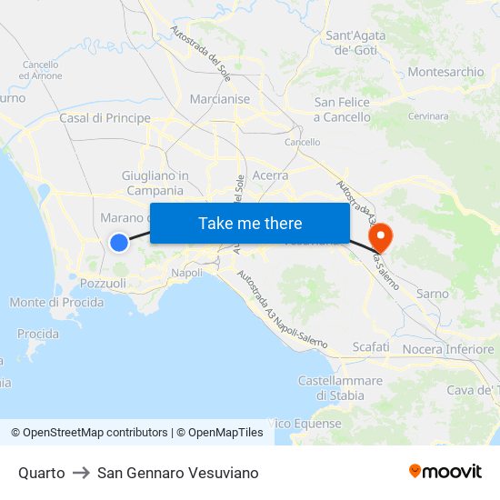 Quarto to San Gennaro Vesuviano map