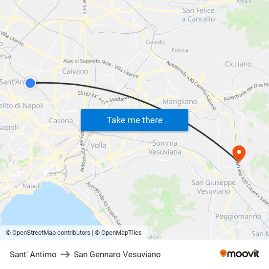Sant' Antimo to San Gennaro Vesuviano map