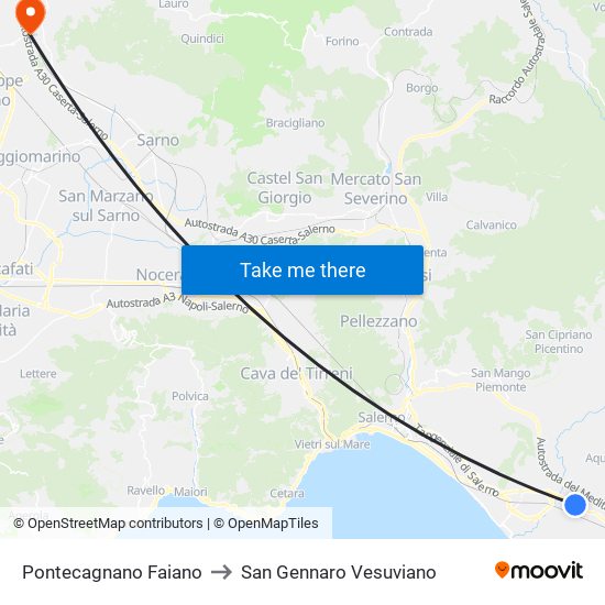 Pontecagnano Faiano to San Gennaro Vesuviano map