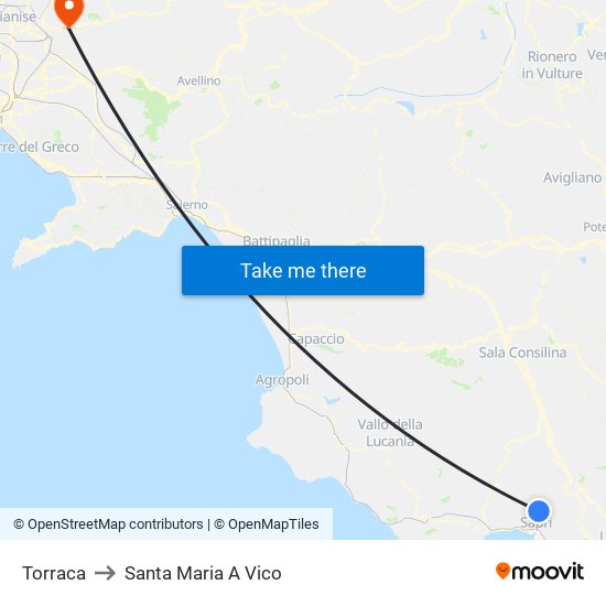 Torraca to Santa Maria A Vico map