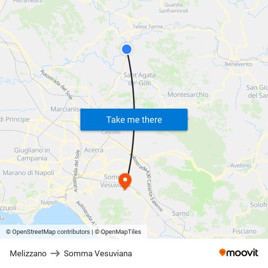 Melizzano to Somma Vesuviana map