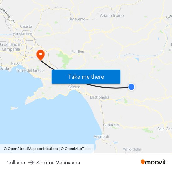 Colliano to Somma Vesuviana map