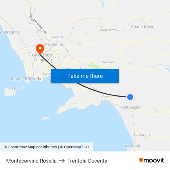 Montecorvino Rovella to Trentola-Ducenta map