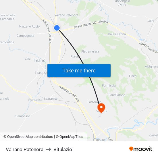 Vairano Patenora to Vitulazio map