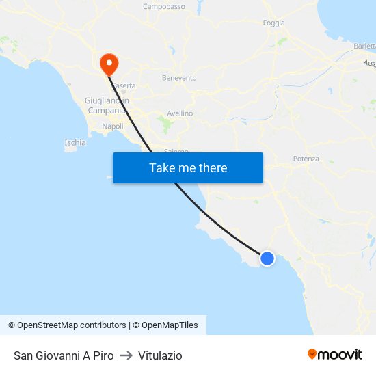 San Giovanni A Piro to Vitulazio map