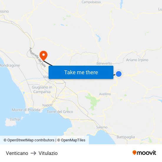 Venticano to Vitulazio map