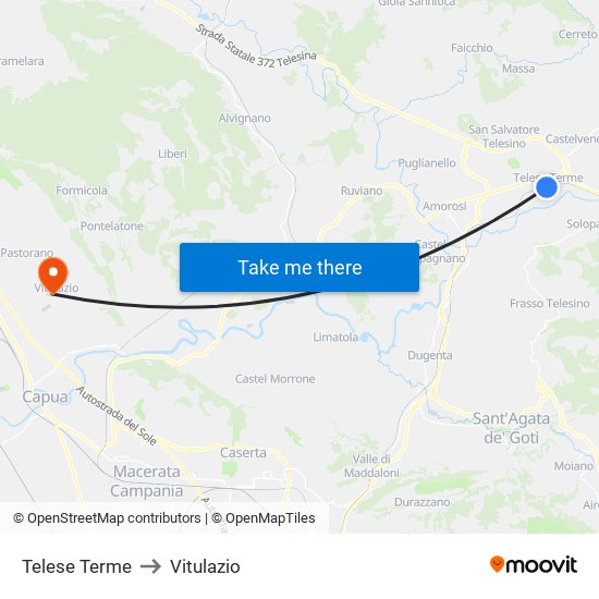 Telese Terme to Vitulazio map