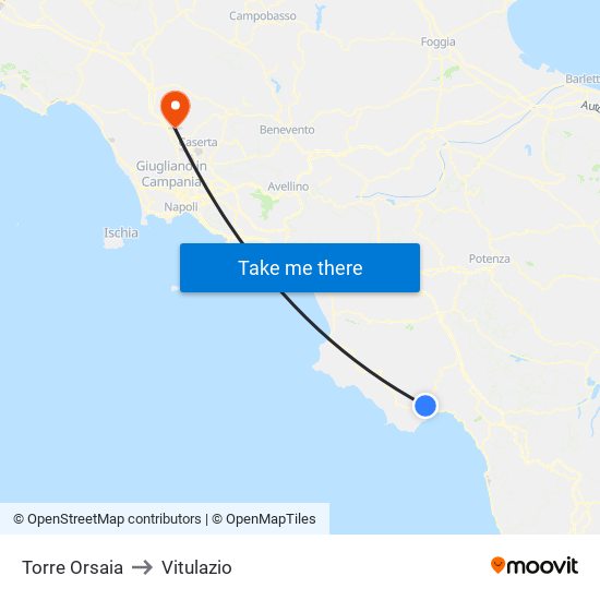 Torre Orsaia to Vitulazio map