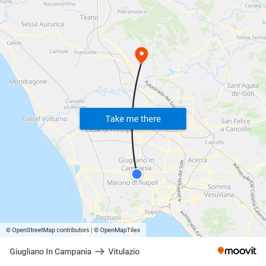 Giugliano In Campania to Vitulazio map