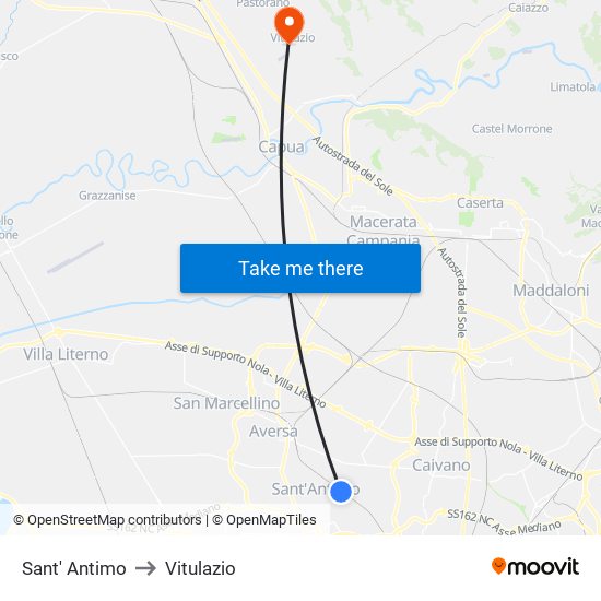 Sant' Antimo to Vitulazio map