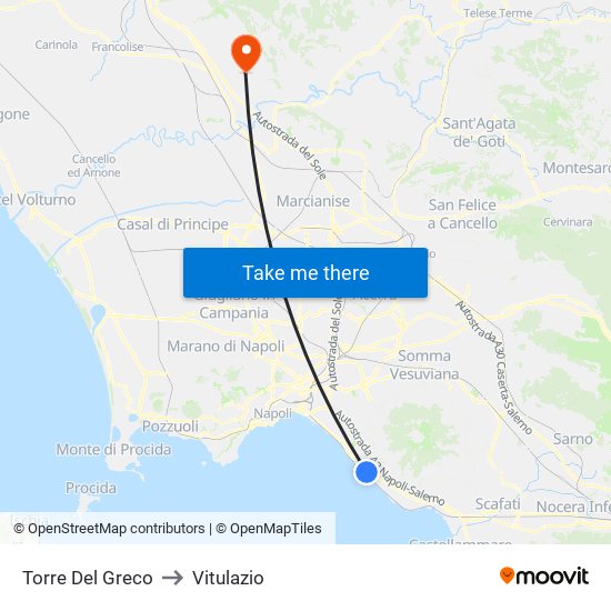 Torre Del Greco to Vitulazio map