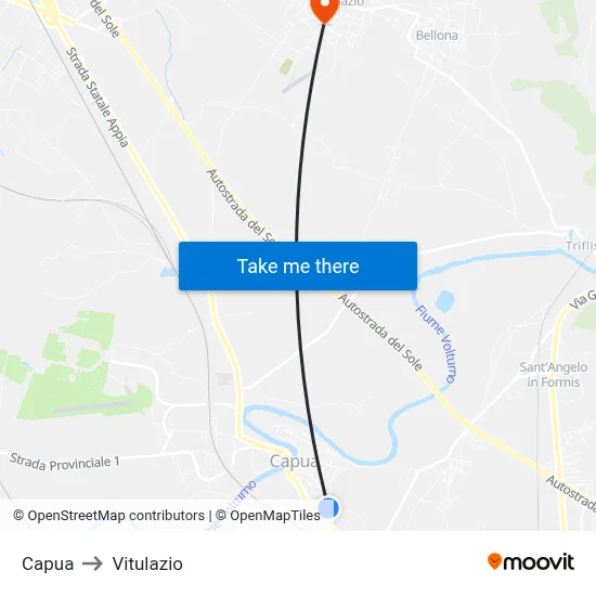 Capua to Vitulazio map