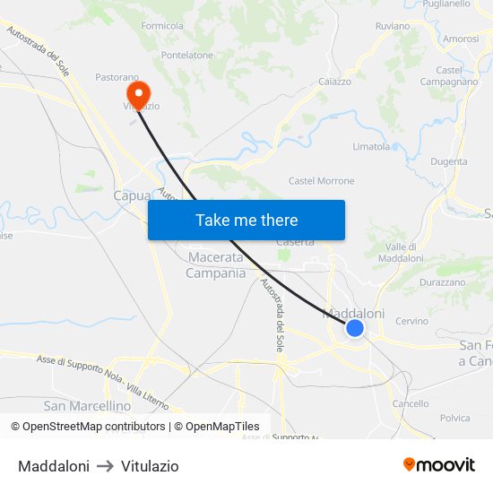 Maddaloni to Vitulazio map