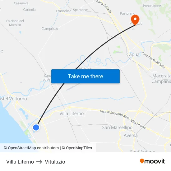 Villa Literno to Vitulazio map