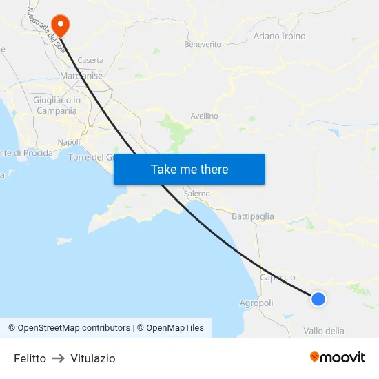 Felitto to Vitulazio map