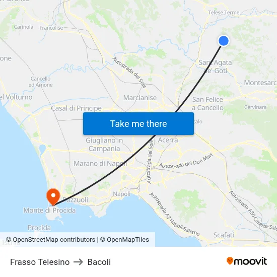 Frasso Telesino to Bacoli map