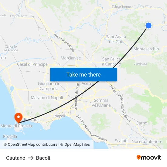 Cautano to Bacoli map