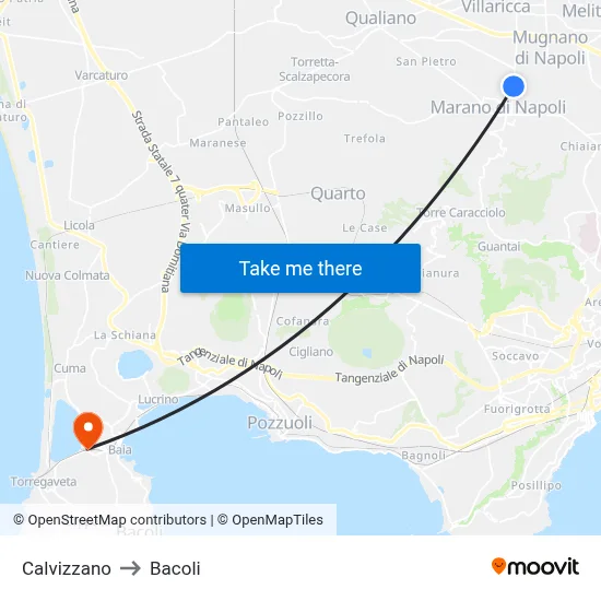 Calvizzano to Bacoli map