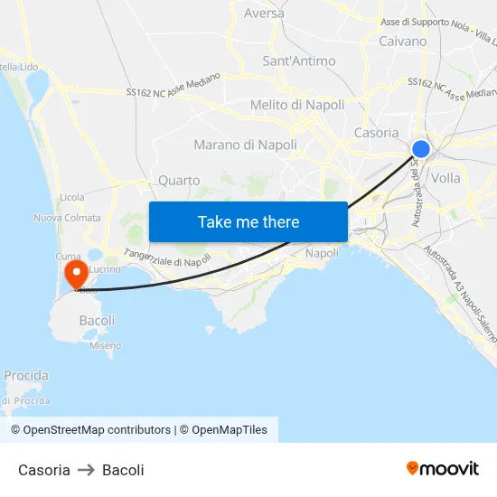 Casoria to Bacoli map