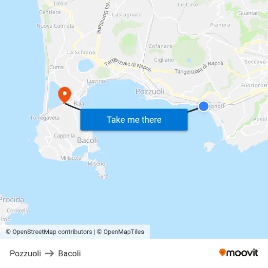 Pozzuoli to Bacoli map