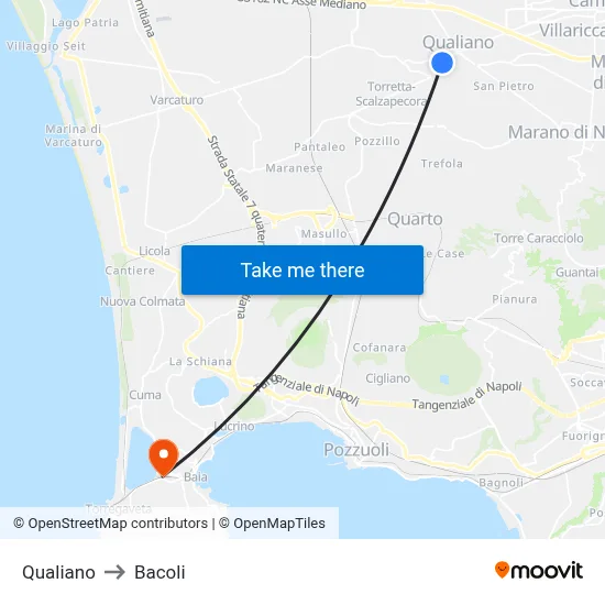 Qualiano to Bacoli map