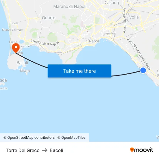 Torre Del Greco to Bacoli map