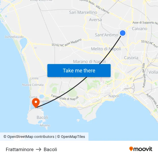Frattaminore to Bacoli map