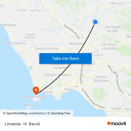 Limatola to Bacoli map