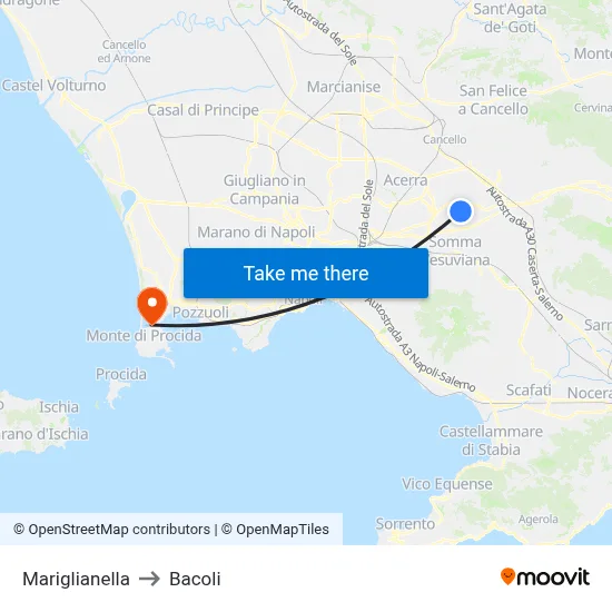 Mariglianella to Bacoli map