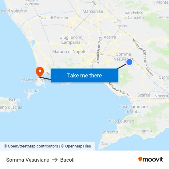 Somma Vesuviana to Bacoli map