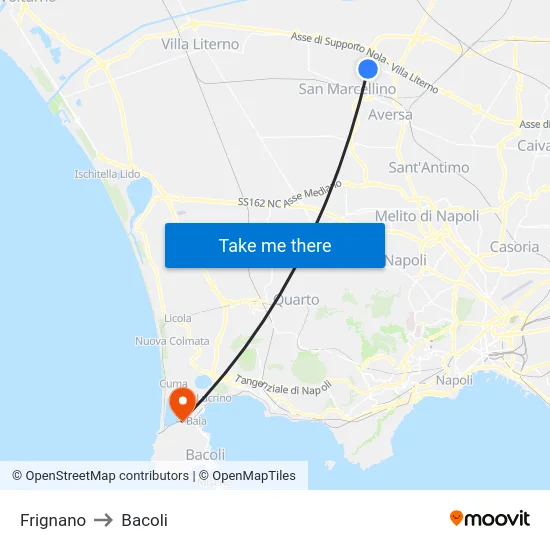 Frignano to Bacoli map