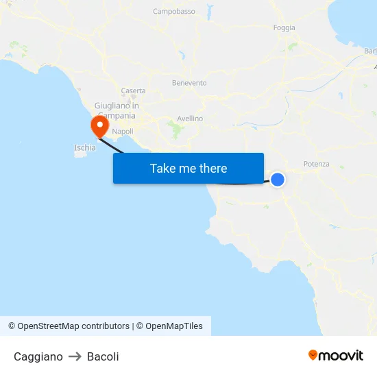Caggiano to Bacoli map