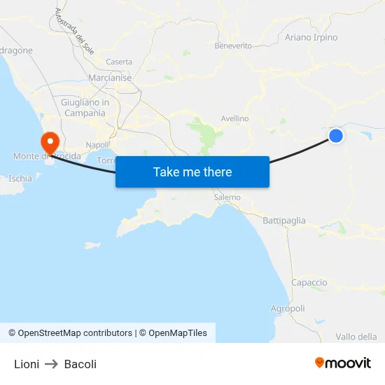 Lioni to Bacoli map